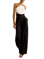 Wool Corset Wide-Leg Pants