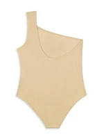 Little Girl's & Logo One-Shoulder One-Piece Swimsuit