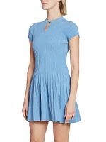 Pleated Knit Flared Minidress