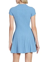 Pleated Knit Flared Minidress