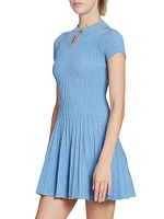 Pleated Knit Flared Minidress