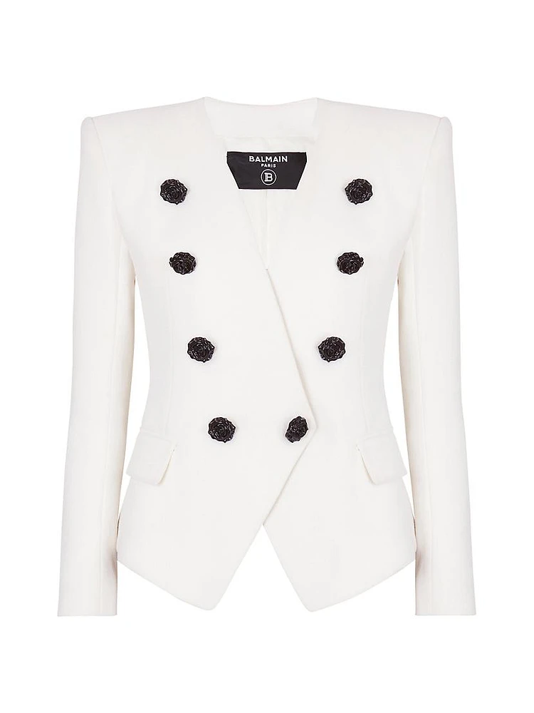 Crepe Collarless Blazer