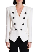 Crepe Collarless Blazer