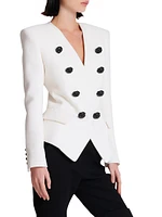 Crepe Collarless Blazer