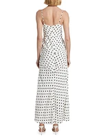 Polka-Dot Silk Rosette Maxi Dress