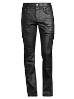 Coated Flared Stretch Cargo Pants