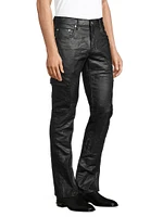 Coated Flared Stretch Cargo Pants