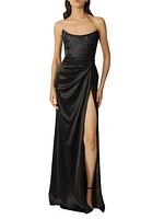 Julia Satin Corset Strapless Gown