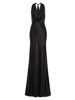 Pearl Satin Cowl-Neck Gown