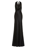 Pearl Satin Cowl-Neck Gown