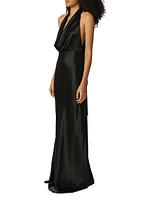 Pearl Satin Cowl-Neck Gown