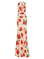 Presley Floral Cowl-Neck Gown