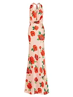 Presley Floral Cowl-Neck Gown