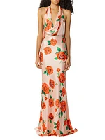 Presley Floral Cowl-Neck Gown