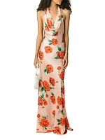 Presley Floral Cowl-Neck Gown