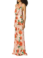 Presley Floral Cowl-Neck Gown