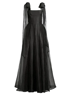 Eve Devalin Bow-Shoulder Gown