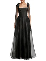 Eve Devalin Bow-Shoulder Gown