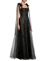 Eve Devalin Bow-Shoulder Gown