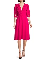 Nuana Cut-Out Petal-Sleeve Dress