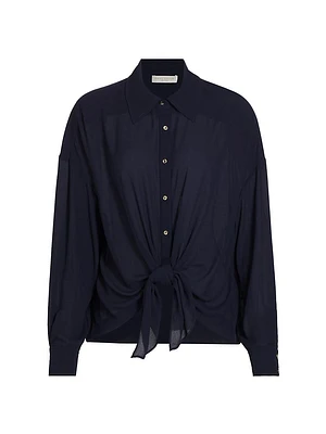 Raven Long-Sleeve Tie-Front Shirt