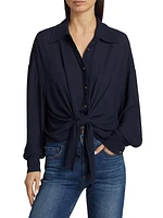 Raven Long-Sleeve Tie-Front Shirt