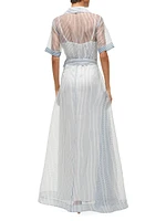 Millie Belted Striped Organza Maxi Dress