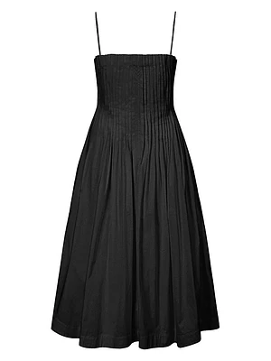 Bella Pleated Cotton-Blend Sleeveless Midi-Dress