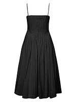 Bella Pleated Cotton-Blend Sleeveless Midi-Dress