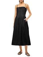 Bella Pleated Cotton-Blend Sleeveless Midi-Dress