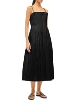 Bella Pleated Cotton-Blend Sleeveless Midi-Dress