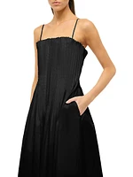 Bella Pleated Cotton-Blend Sleeveless Midi-Dress