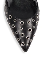 Pilia 50MM Grommet-Studded Leather Kitten-Heel Pumps