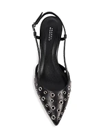 Pilia 50MM Grommet-Studded Leather Kitten-Heel Pumps