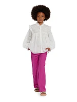 Girl's Linen Pleated Pants