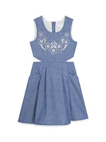 Little Girl's & Embroidered Denim Dress