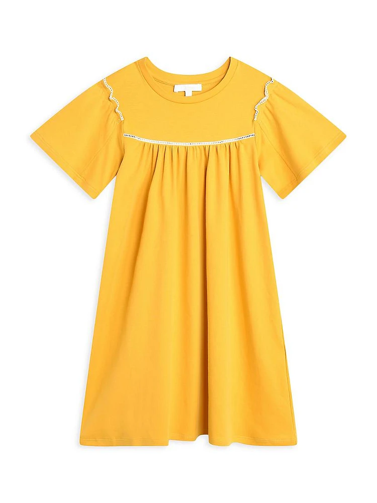 Little Girl's & Embroidered Trim Cotton Dress