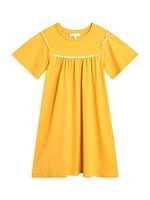 Little Girl's & Embroidered Trim Cotton Dress