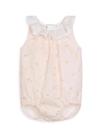 Baby Girl's 2-Piece Star Print Bubble Romper & Hat Set