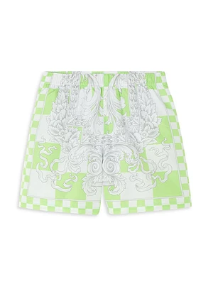 Little Boy's & Baroque Checked Swim Shorts