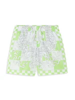 Little Boy's & Baroque Checked Swim Shorts