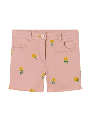 Little Girl's & Sunflowers Gabardine Shorts