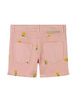 Little Girl's & Sunflowers Gabardine Shorts