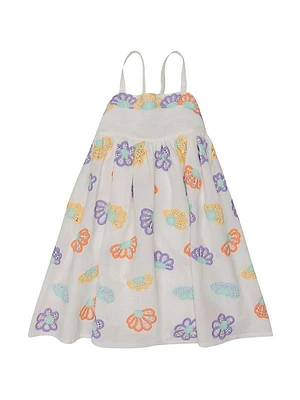 Little Girl's & Girl's Festive Flowers Linen Dress