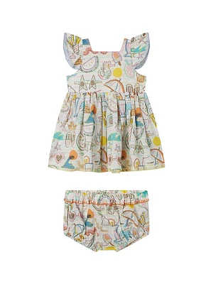 Baby Girl's Holiday Doodle Dress & Bloomers Set