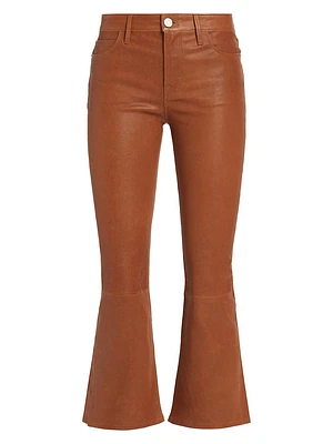 Le Crop Mini Boot-Cut Leather Pants