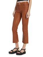 Le Crop Mini Boot-Cut Leather Pants