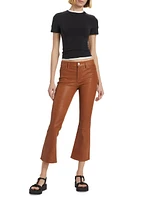 Le Crop Mini Boot-Cut Leather Pants