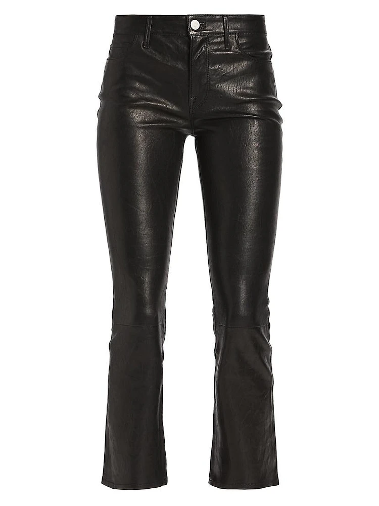 Le Crop Leather Mini Boot-Cut Pants