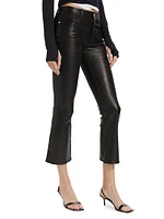 Le Crop Leather Mini Boot-Cut Pants